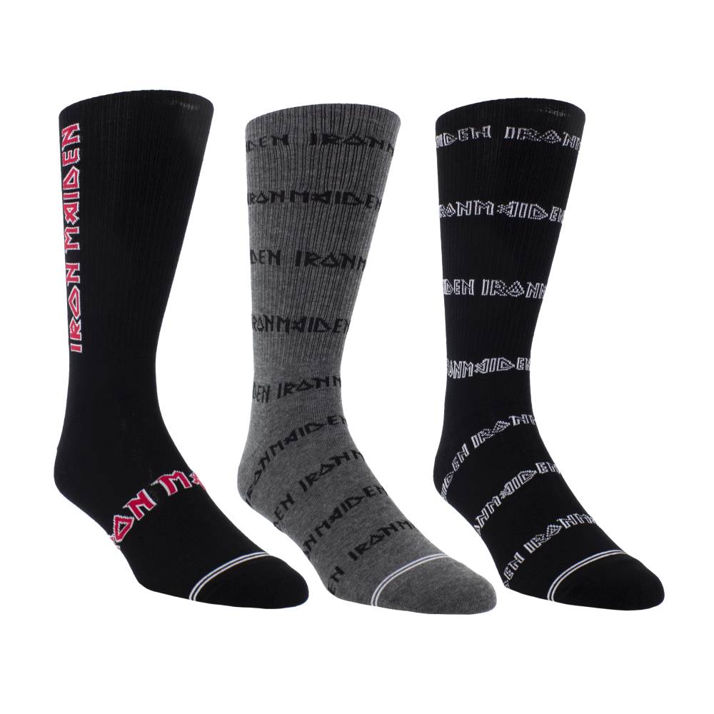 Iron Maiden - 3 Pk Volume Crew Sokken - Zwart/Grijs